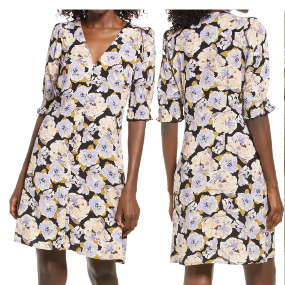 Vero Moda floral elbow sleeve dress small purple evening dress